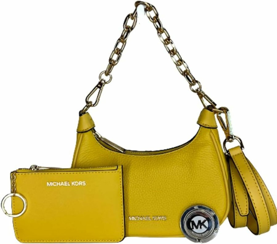 Michael Kors Crossbody Handbags | Michael Kors Cora Mini Zip Pouchette Crossbody Bundled With Zip Coin Wallet And Purse Hook (Daffodil)