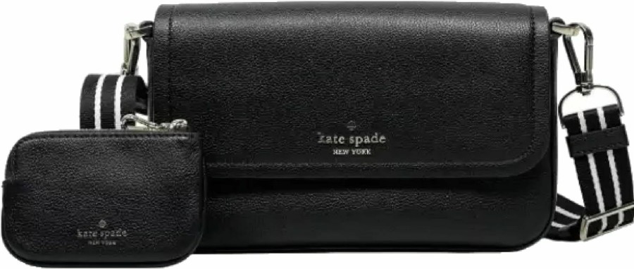 Kate Spade New York Crossbody Handbags | Kate Spade New York Women'S Rosie Pebbled Leather Small Flap Crossbody Bag, Black