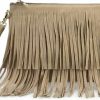 HOXIS Crossbody Handbags | Hoxis Fringe Cross Body Bag Womens Small Shoulder Bag Top Zip Wristlet