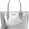 Michael Kors Crossbody Handbags | Michael Korsjet Set Travel Extra-Small Metallic Top-Zip Tote Bag Silver