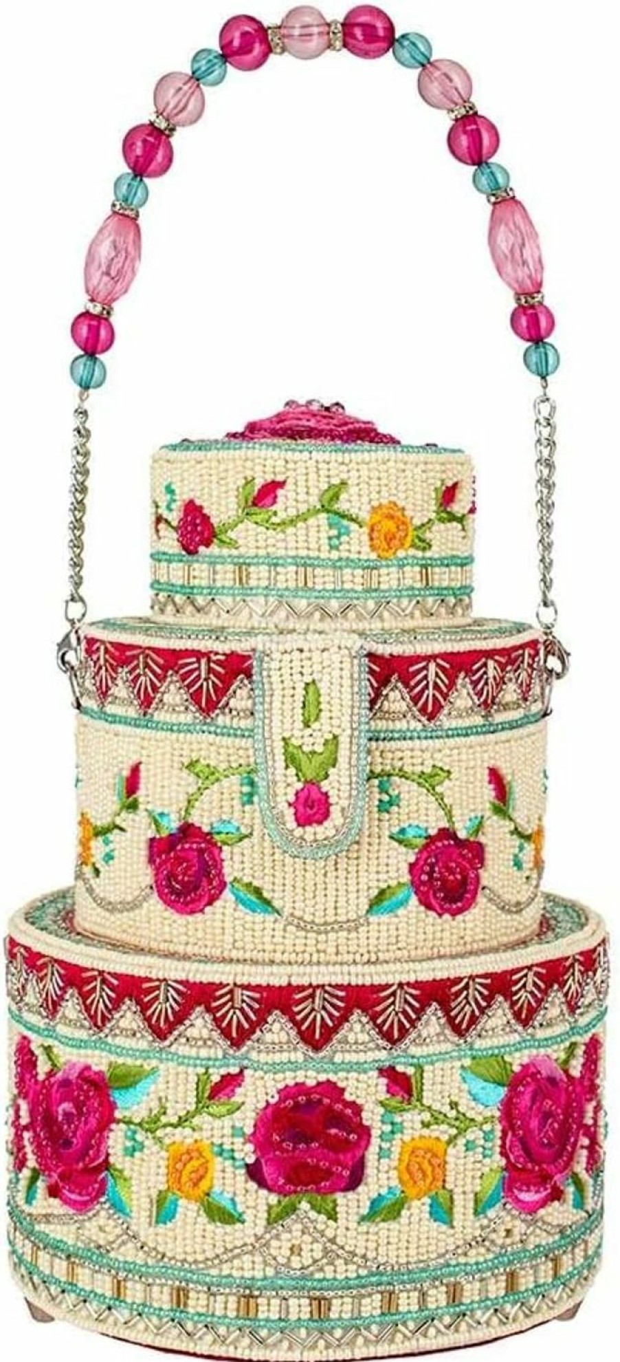 Mary Frances Crossbody Handbags | Mary Frances Layers Of Love Beaded Top Handle Wedding Cake Bridal Handbag