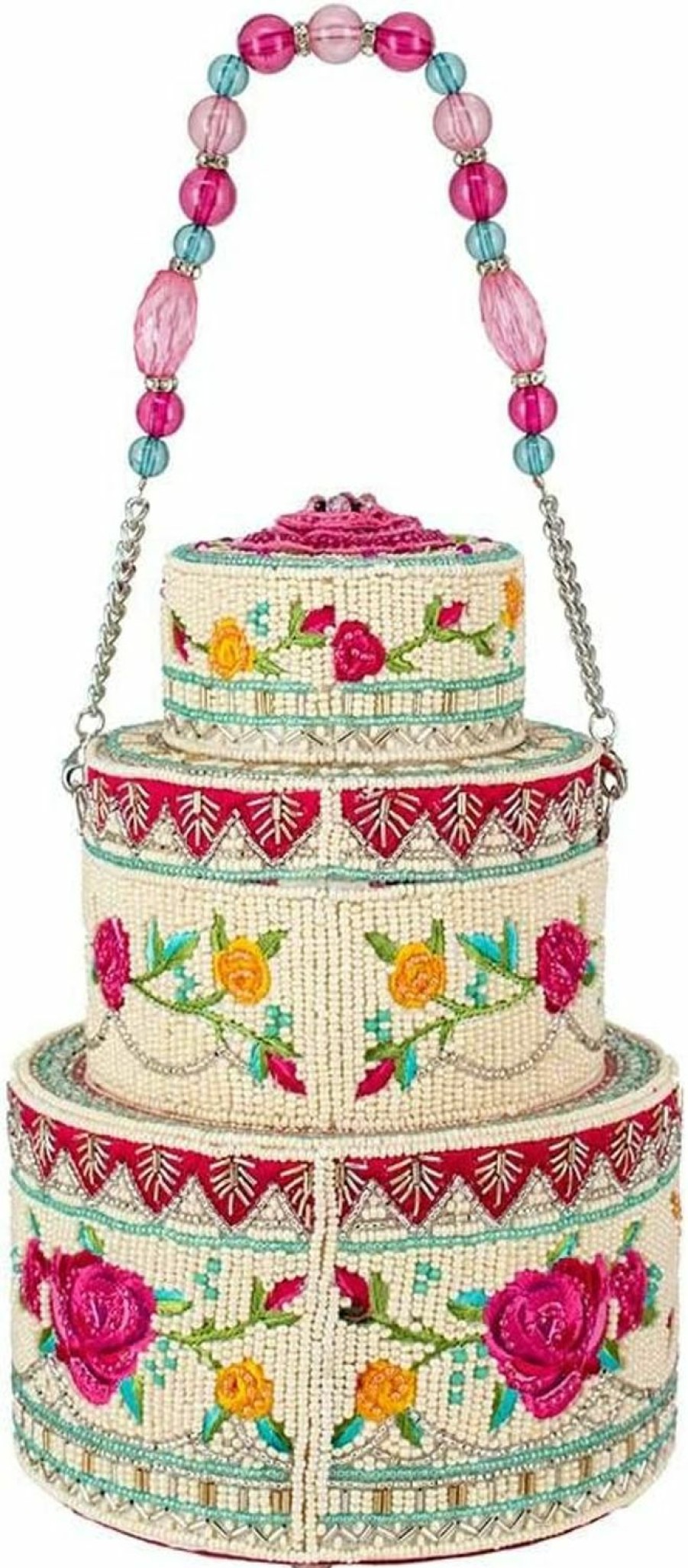 Mary Frances Crossbody Handbags | Mary Frances Layers Of Love Beaded Top Handle Wedding Cake Bridal Handbag