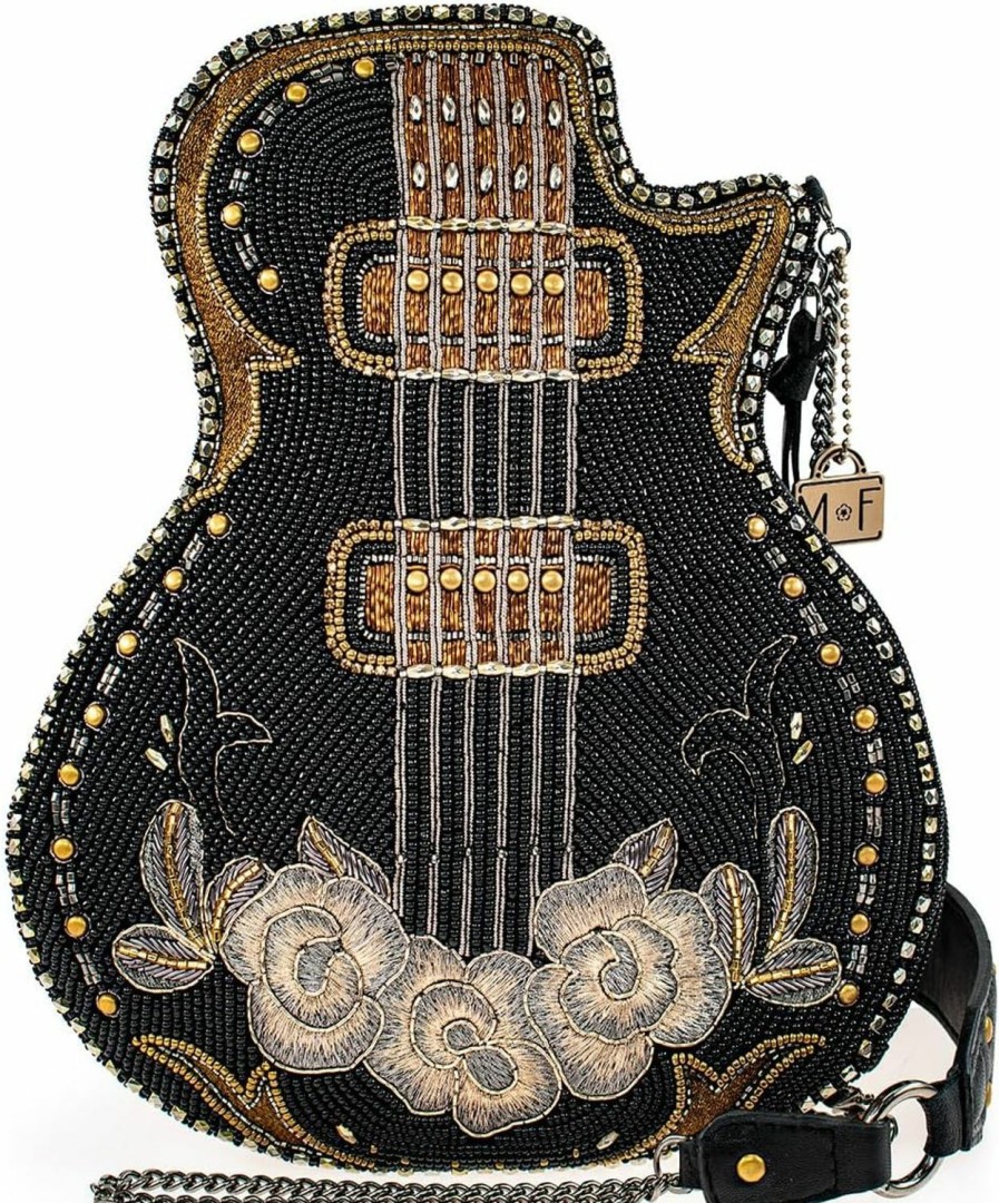 Mary Frances Crossbody Handbags | Mary Frances Pretty Music Beaded Guitar Crossbody Handbag, Black