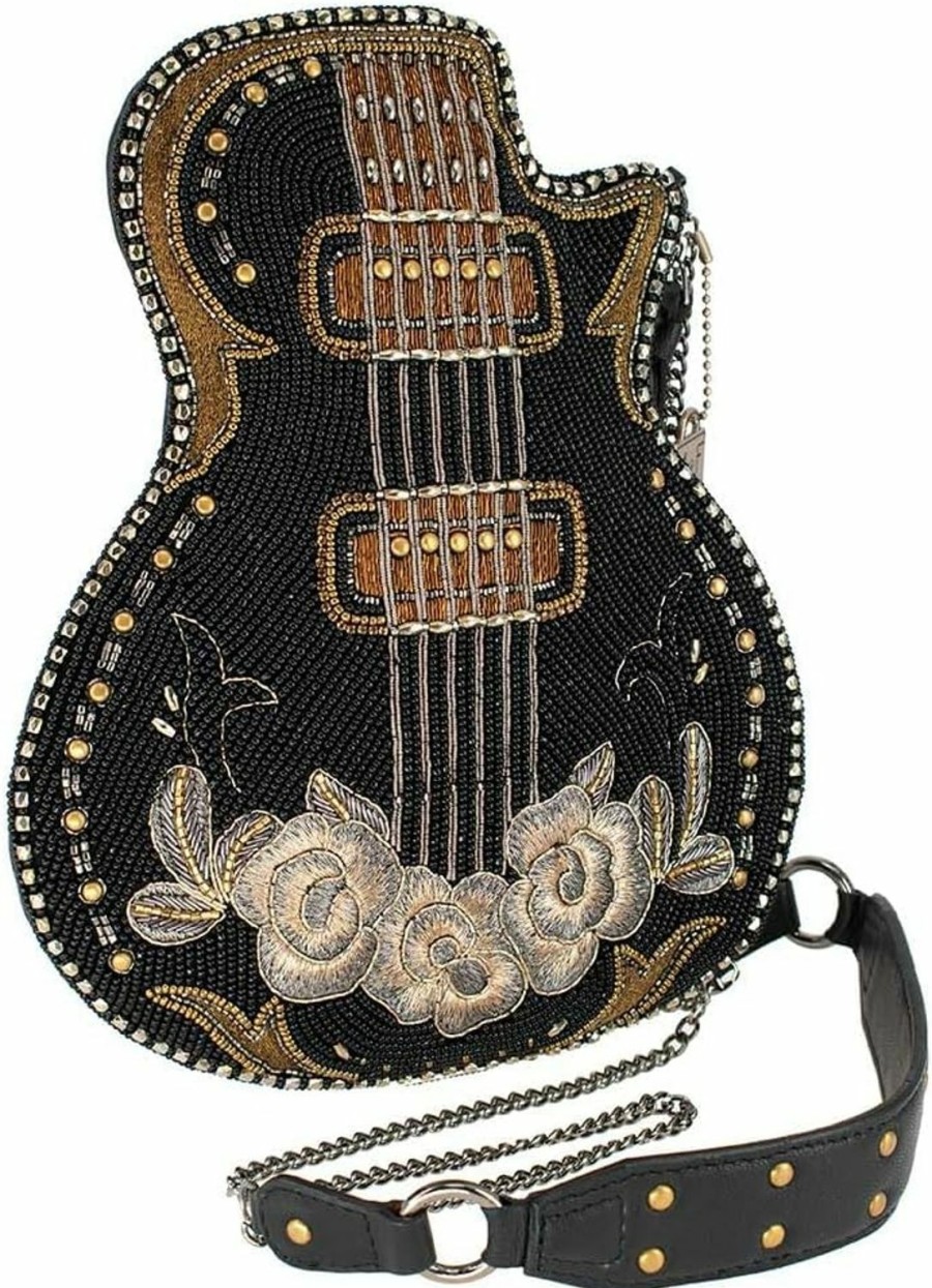 Mary Frances Crossbody Handbags | Mary Frances Pretty Music Beaded Guitar Crossbody Handbag, Black