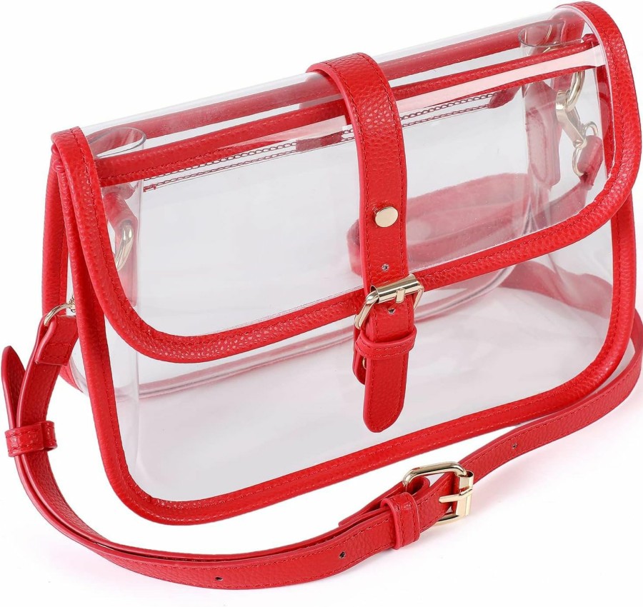 Y&R Direct Crossbody Handbags | Y&R Direct Clear Saddle Crossbody Bag Gift For Women Clear Purses For Stadium Concert Gameday Magnetic Closure