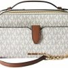 Michael Kors Crossbody Handbags | Michael Kors Shoulder Bag Jet Set Item Md Double Zip Cross Body Vanilla