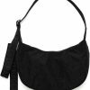 BAGGU Crossbody Handbags | Small Nylon Crescent Bag - Black