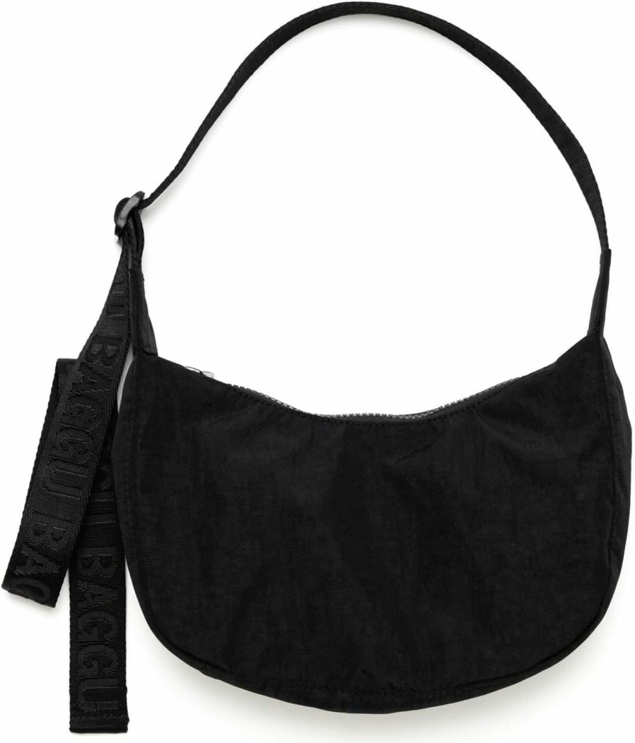 BAGGU Crossbody Handbags | Small Nylon Crescent Bag - Black