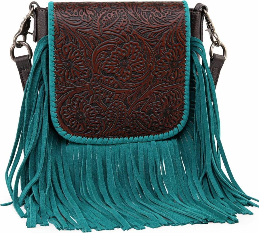 Montana West Crossbody Handbags | Montana West Western Crossbody Bags For Women Cowgirl Small Tooled Fringe Leather Purse