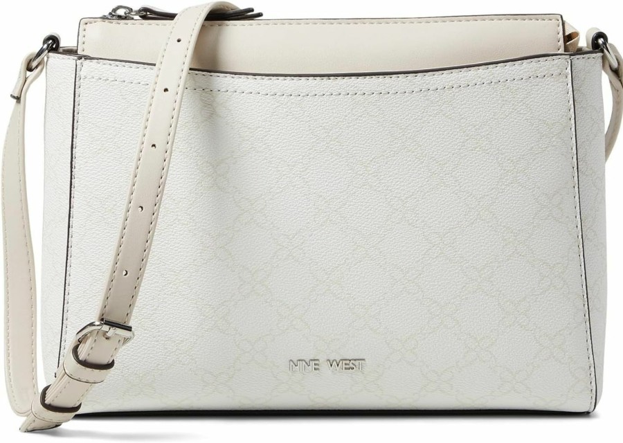 Nine West Crossbody Handbags | Nine West Bowie Mini Top Zip Crossbody, White Logo