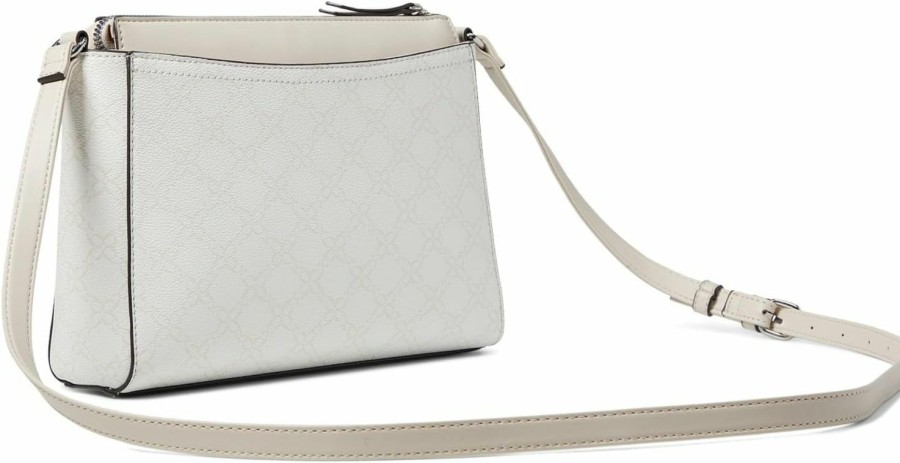 Nine West Crossbody Handbags | Nine West Bowie Mini Top Zip Crossbody, White Logo