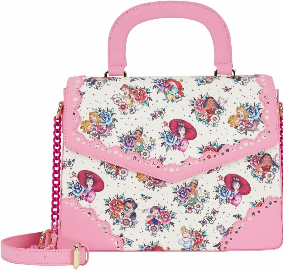 Loungefly Crossbody Handbags | Loungefly Disney Princess Tattoo Aop Cross Body Bag