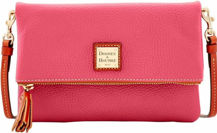 Dooney & Bourke Crossbody Handbags | Dooney & Bourke Handbag, Pebble Grain Foldover Zip Crossbody - Hot Pink