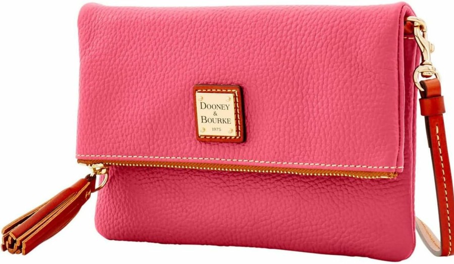 Dooney & Bourke Crossbody Handbags | Dooney & Bourke Handbag, Pebble Grain Foldover Zip Crossbody - Hot Pink