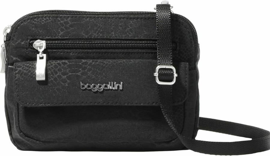 Baggallini Crossbody Handbags | Baggallini Modern Everywhere Mini Crossbody Bag Black Python Emboss