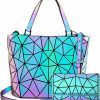 LOVEVOOK Crossbody Handbags | Geometric Luminous Purses And Handbags For Women Holographic Reflective Bag Backpack Wallet Clutch Set