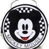 Buckle-Down Crossbody Handbags | Disney Bag, Cross Body, Round, Mickey Mouse Smiling Face Applique Checker White Black, Vegan Leather