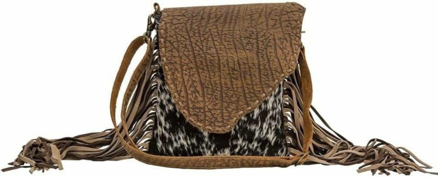 Myra Bag Crossbody Handbags | Myra Bag Brown Dapples Conceal Carry Fringe Crossbody Bag S-3963