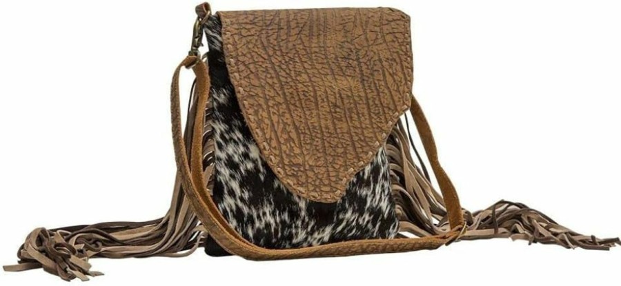 Myra Bag Crossbody Handbags | Myra Bag Brown Dapples Conceal Carry Fringe Crossbody Bag S-3963