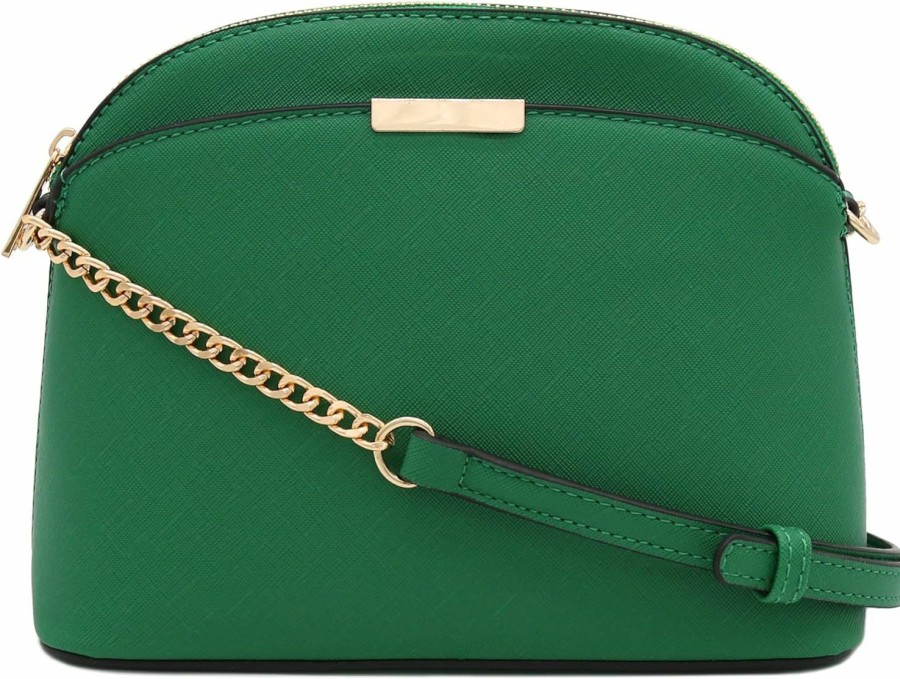 FashionPuzzle Crossbody Handbags | Fashionpuzzle Saffiano Small Dome Crossbody Bag With Chain Strap