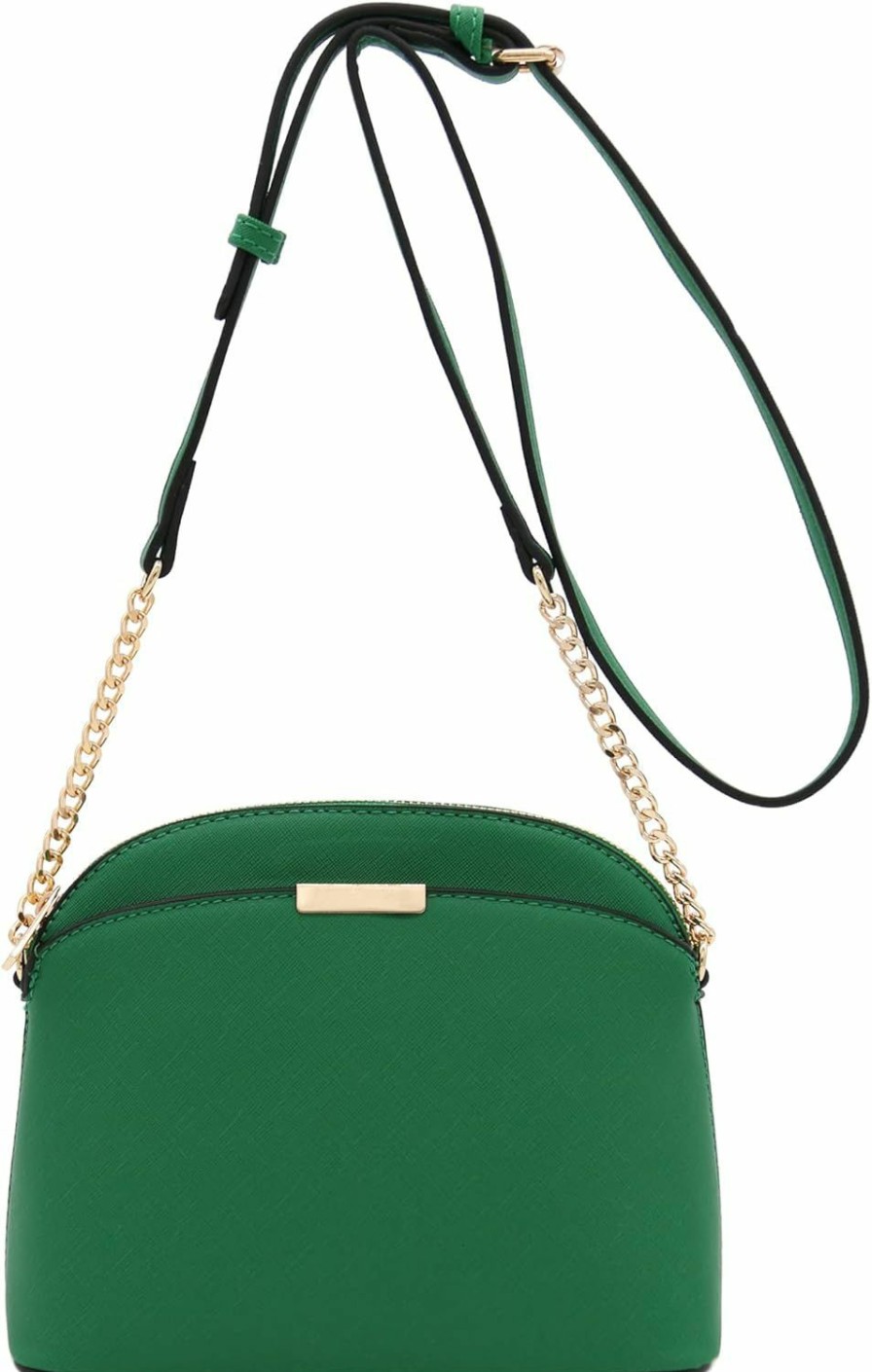 FashionPuzzle Crossbody Handbags | Fashionpuzzle Saffiano Small Dome Crossbody Bag With Chain Strap