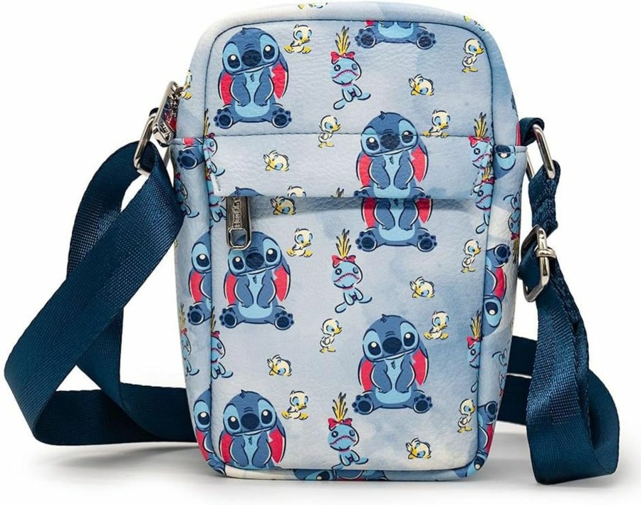 Buckle-Down Crossbody Handbags | Disney Bag, Cross Body, Lilo And Stitch, Stitch Scrump And Ducks Collage, Blue, Vegan Leather