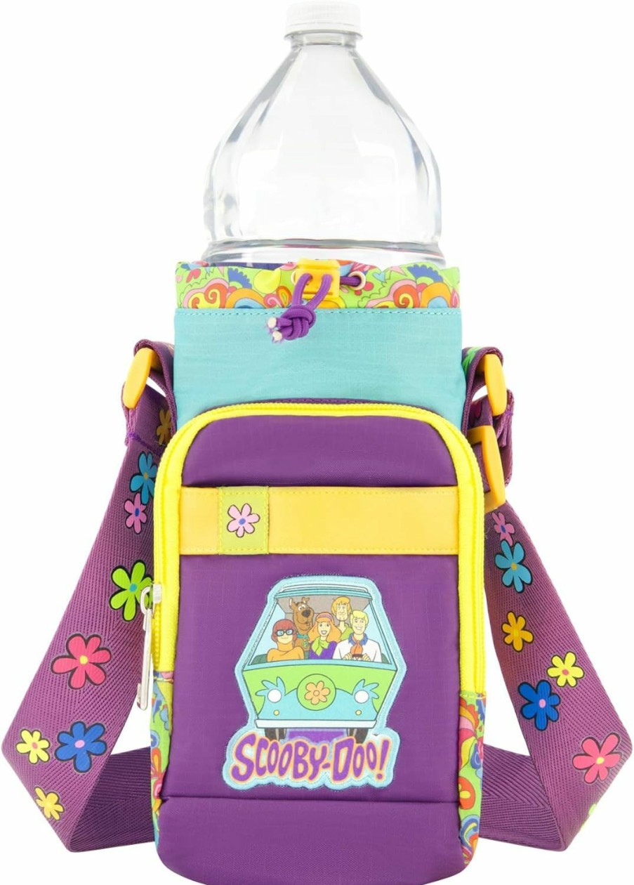 Concept One Crossbody Handbags | Scooby Doo Water Bottle Holder, Crossbody Sling Carrier Bag With Adjustable Shoulder Strap, 25 Oz, Multi