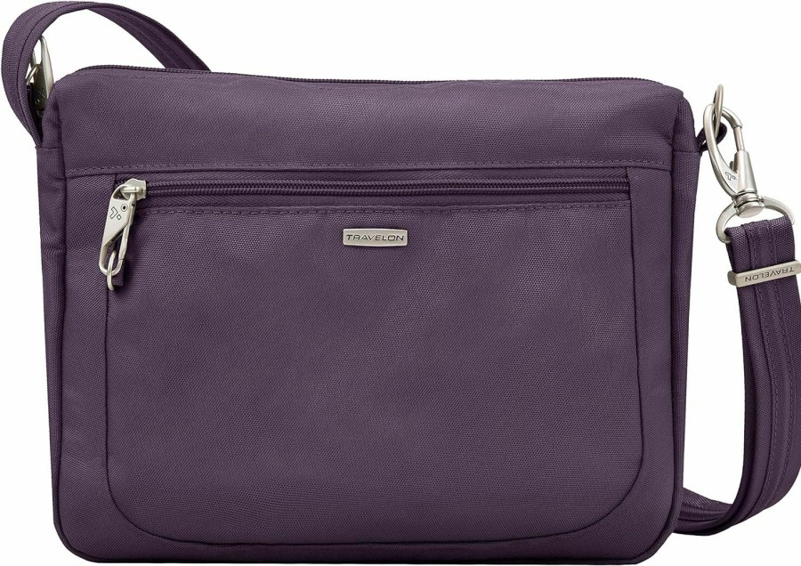 Travelon Crossbody Handbags | Travelon Women'S Anti-Theft-Class Small East/West Crossbody Bag, Purple, 10.5 X 8 X 2.5