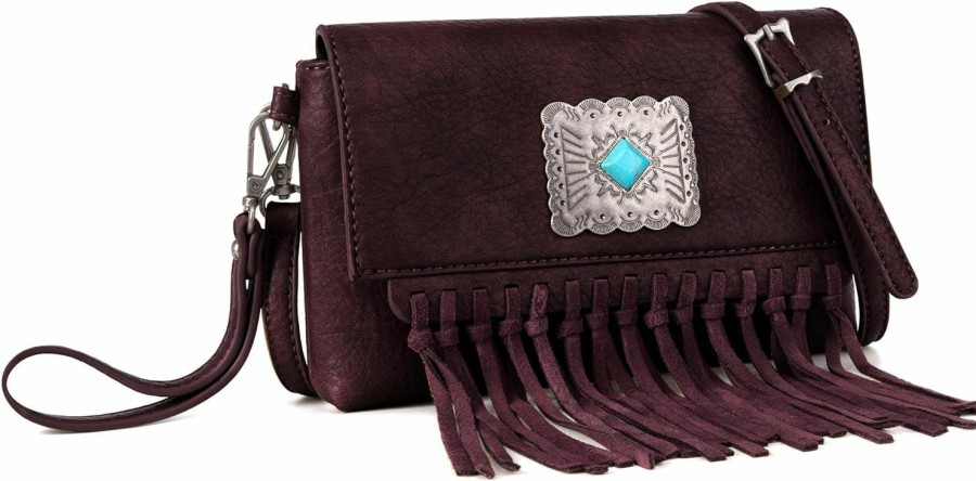 Montana West Crossbody Handbags | Wrangler Clutch Wristlet Fringe Purse Western Crossbody Bags For Women