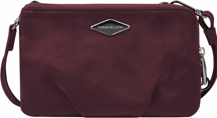 Travelon Crossbody Handbags | Travelon Women'S Parkview Anti-Theft Double Zip Crossbody Clutch