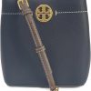 Tory Burch Crossbody Handbags | Tory Burch 144028 Felix Black/Brown With Gold Hardware Leather Women'S Bucket Bag