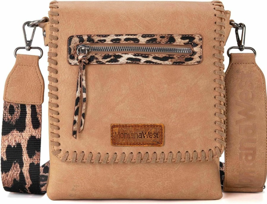 Montana West Crossbody Handbags | Montana West Crossbody Bags For Women With Dual Compartments Western Crossbody Purse With Leopard Print Guitar Strap