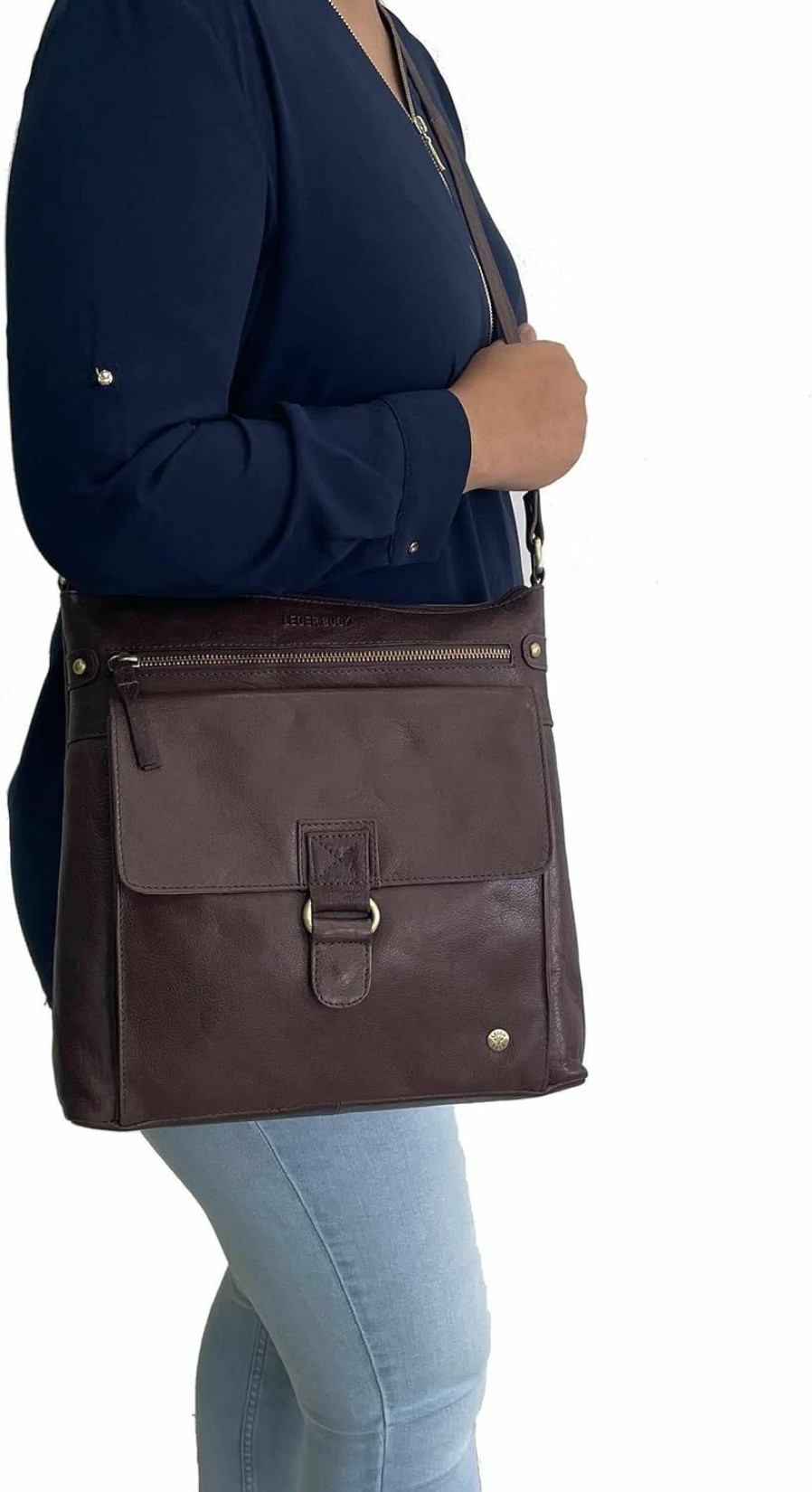 LEDERBUCK Crossbody Handbags | Lederbuck Shirley Large Soft Real Leather Womens Crossbody Handbags And Purses-Triple Zip Sling Crossover Shoulder Bag