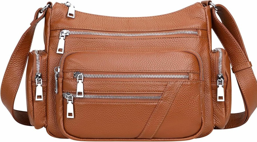 Over Earth Crossbody Handbags | Over Earth Genuine Leather Crossbody Purses For Women With Multiple Pockets