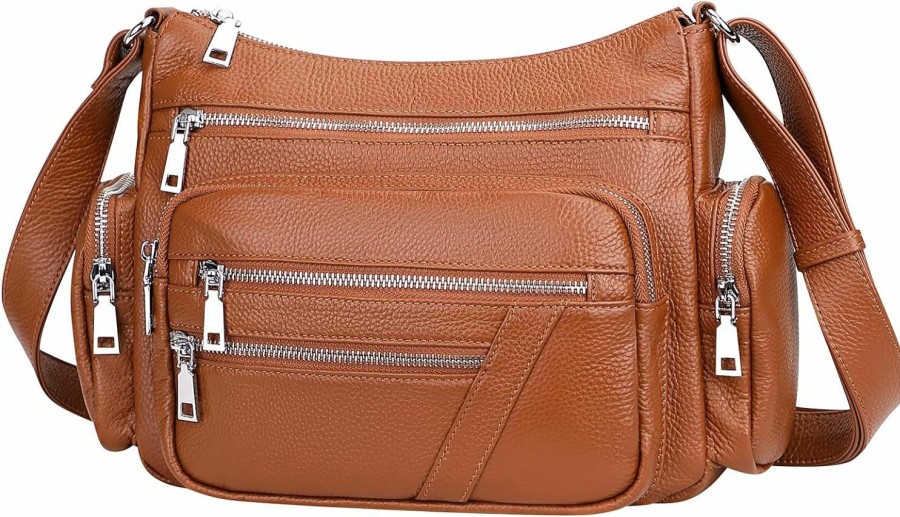 Over Earth Crossbody Handbags | Over Earth Genuine Leather Crossbody Purses For Women With Multiple Pockets