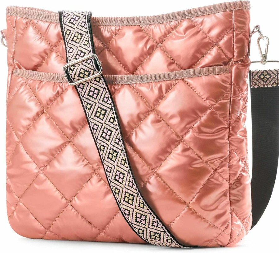 EPEDAL24 Crossbody Handbags | Quilted Crossbody Bags For Women, Unique Pattern Strap Quilted Bag, Crossbody Purses For Women, Quilted Puffer Bag For Women