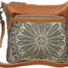 Myra Bag Crossbody Handbags | Myra Bag Dizzy Circle Upcycled Canvas & Leather Small Crossbody Bag