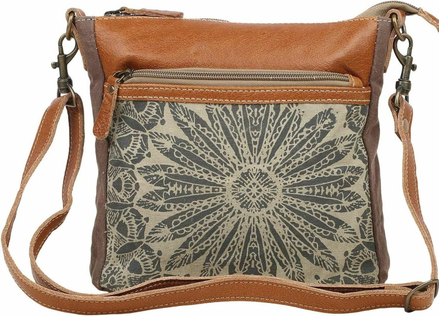 Myra Bag Crossbody Handbags | Myra Bag Dizzy Circle Upcycled Canvas & Leather Small Crossbody Bag