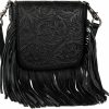 Montana West Crossbody Handbags | Women'S Crossbody Handbags Western Purses For Women Small Crossbody Bags Tooled Leather Fringe Purse Black Lss-Rlc-L159Bk