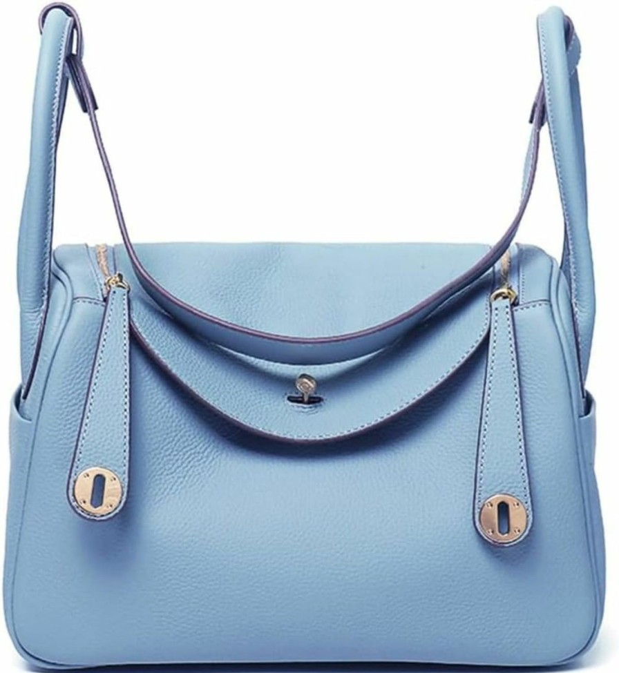 HWHXCZYH Crossbody Handbags | Exquisite Cowhide Lychee Grain Mini Lindy - Women'S Ultimate Fashion Shoulder Handbag With Gold Buckle Accessory (S,Blue)