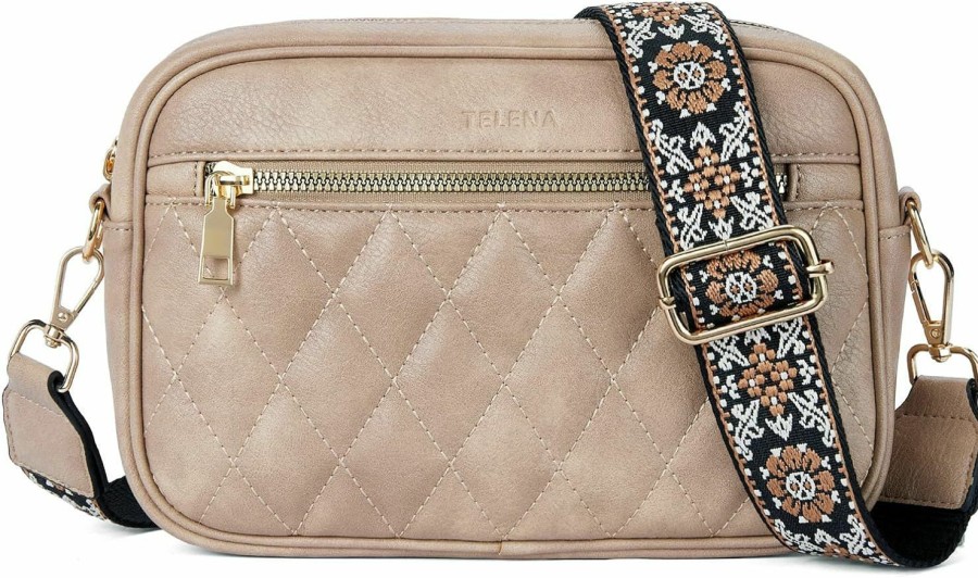 Telena Crossbody Handbags | Telena Crossbody Bags For Women Trendy Quilted Crossbody Bag Leather Camera Bag Purse With Wide Shoulder Strap