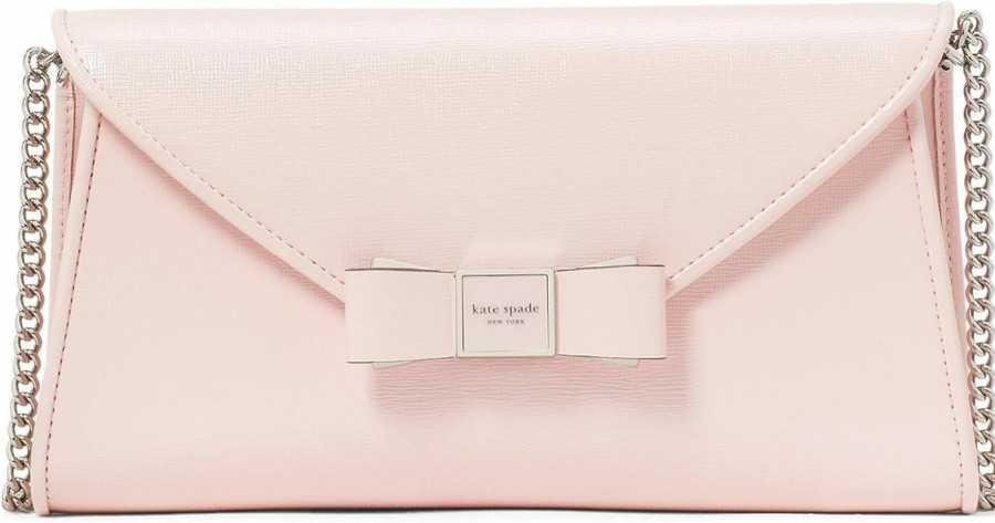 Kate Spade New York Crossbody Handbags | Kate Spade New York Morgan Bow Embellished Patent Saffiano Leather Envelope Flap Crossbody, Crepe Pink