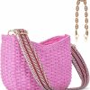 Herald Crossbody Handbags | Herald Small Handmade Straw Pocketbook Crossbody Bag For Women, Summer Chic Woven Handbag Shoulder Purse With Chain