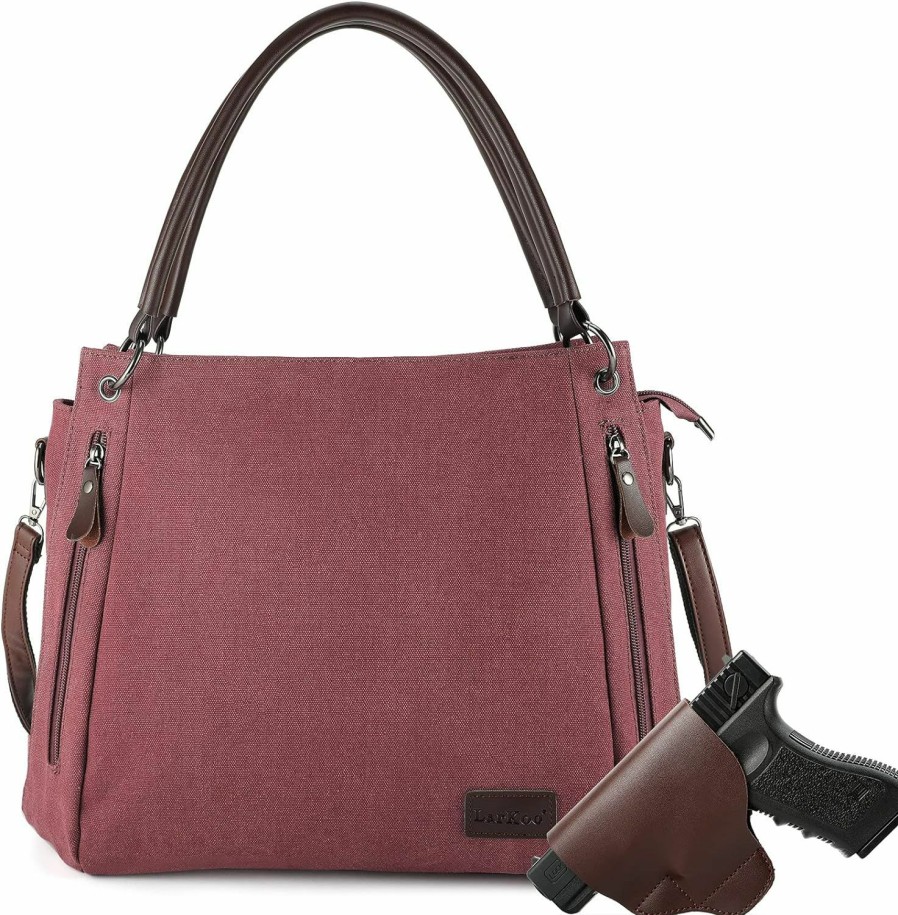 LarKoo Crossbody Handbags | Larkoo Concealed Carry Crossbody Bag With Removable Pistol Holster For Women Handbag Hobo Purses Tote Bag