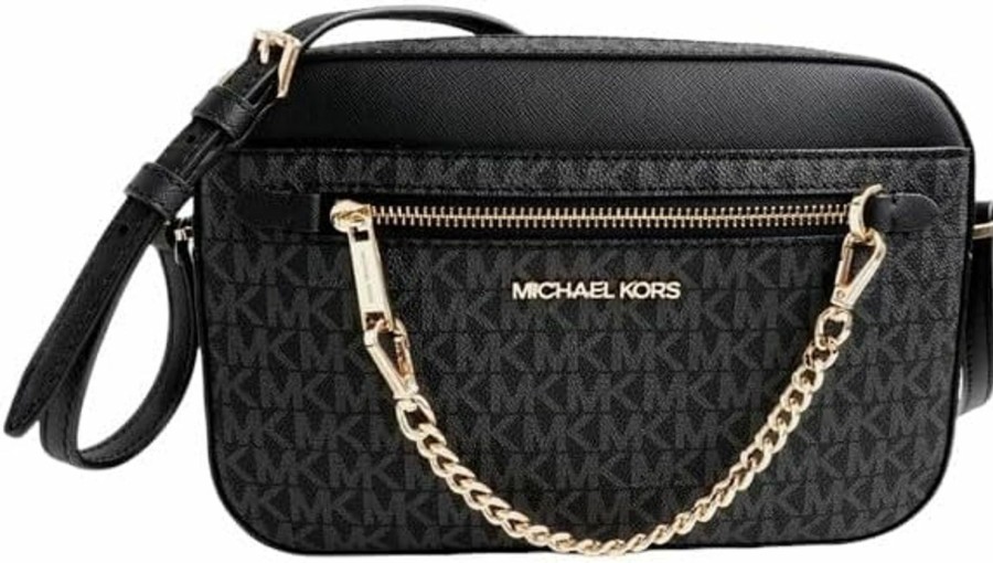 Michael Kors Crossbody Handbags | Michael Kors Jet Set Large Leather Crossbody Bag (Black)