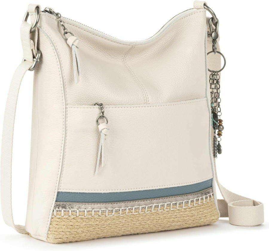 The Sak Crossbody Handbags | The Sak Lucia Crossbody In Leather, Adjustable Crossbody Strap, Coastal Block Espadrille