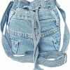 Bijoux de Ja Crossbody Handbags | Bijoux De Ja Upcycling Blue Denim Jeans Small Drawstring Crossbody Bag Bucket Pouch Sac Shoulder Handbag Purse