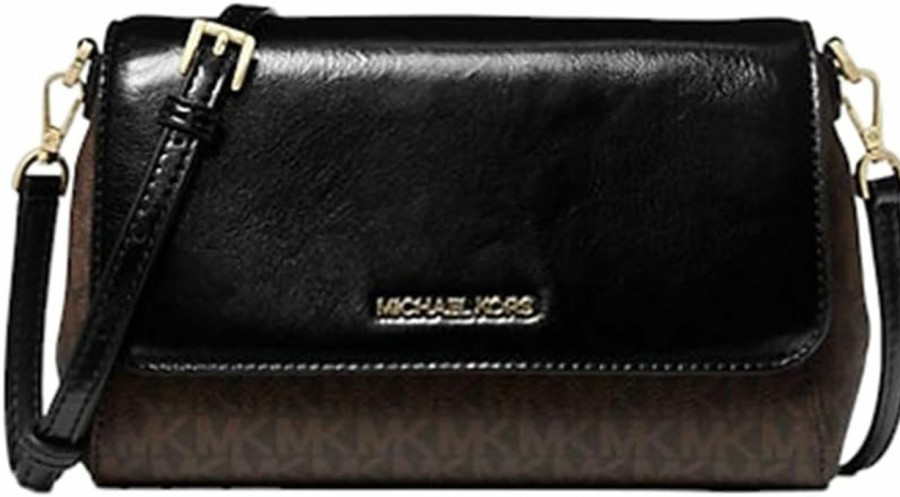 Michael Kors Crossbody Handbags | Michael Kors Medium Logo Convertible Crossbody Bag (Black Patent)