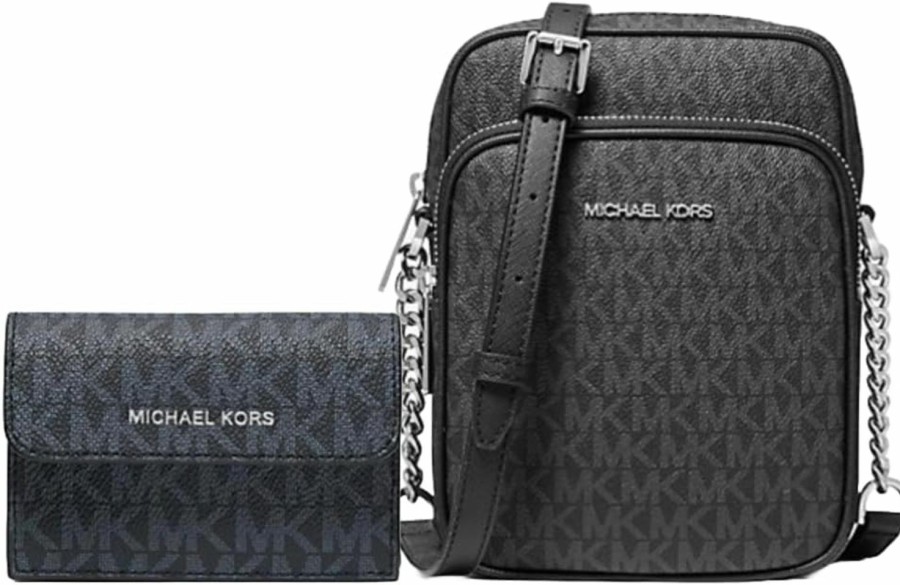 Michael Michael Kors Crossbody Handbags | Michael Kors Jet Set Travel Medium Logo Crossbody Bundle With Michael Kors Logo Coin Pouch.