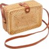 CrazyPiercing Crossbody Handbags | Crazypiercing Wicker Round Square Crossbody Rattan Bag, Women Boho Bag Clutch Woven Handbag